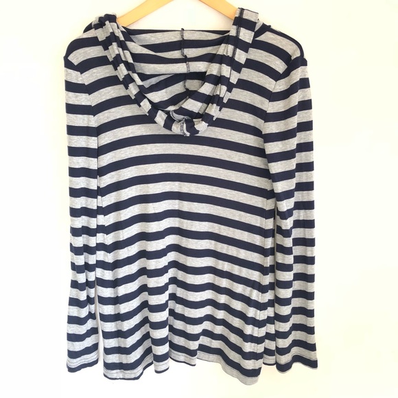 Michael Stars Open Hooded Cardigan stripe Women’s - Picture 2 of 6